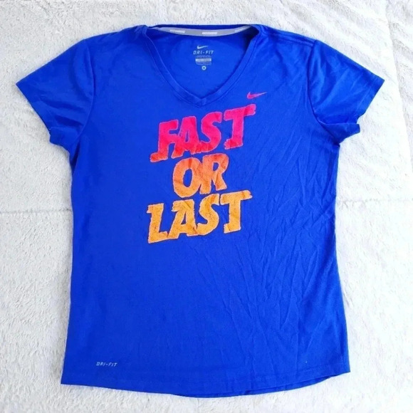 Nike Dri-Fit Blue Running Top T Shirt Sz M “Fast O - Picture 1 of 7